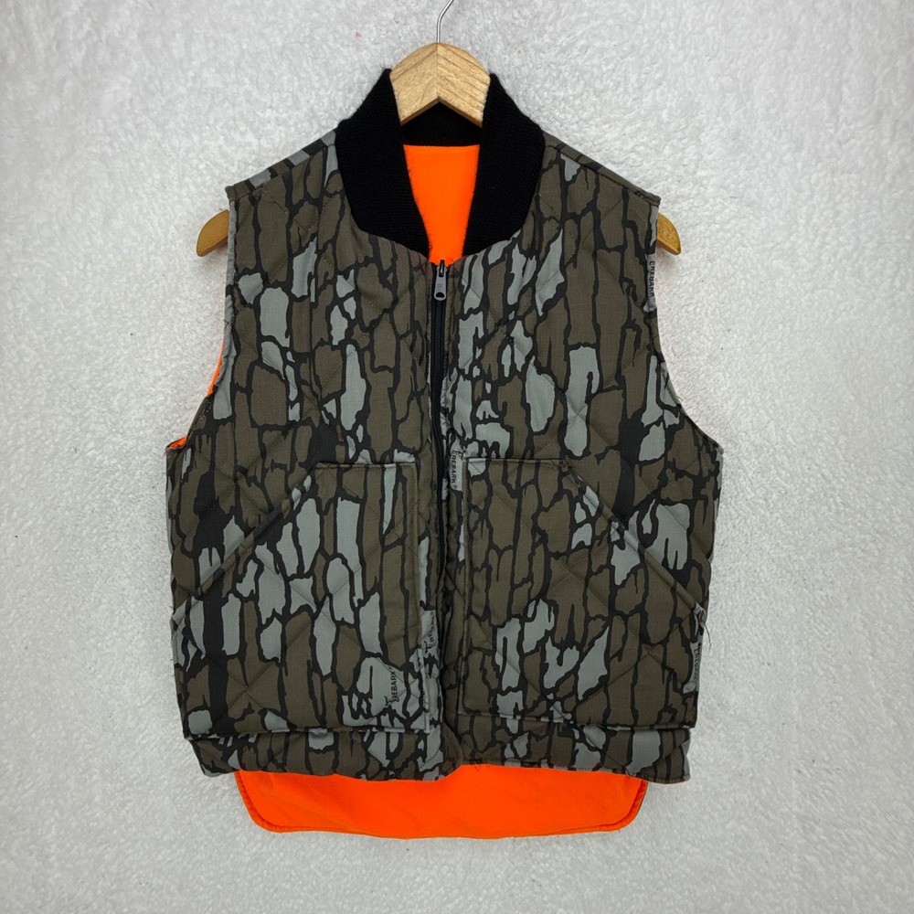 Carhartt Hunting Vest Quilt Lined Men Medium VQ999 Camo Blaze Trebark Reversible